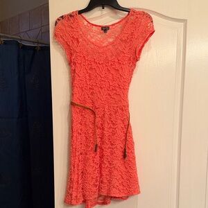 Lily Rose Vibrant Coral Lace Dress